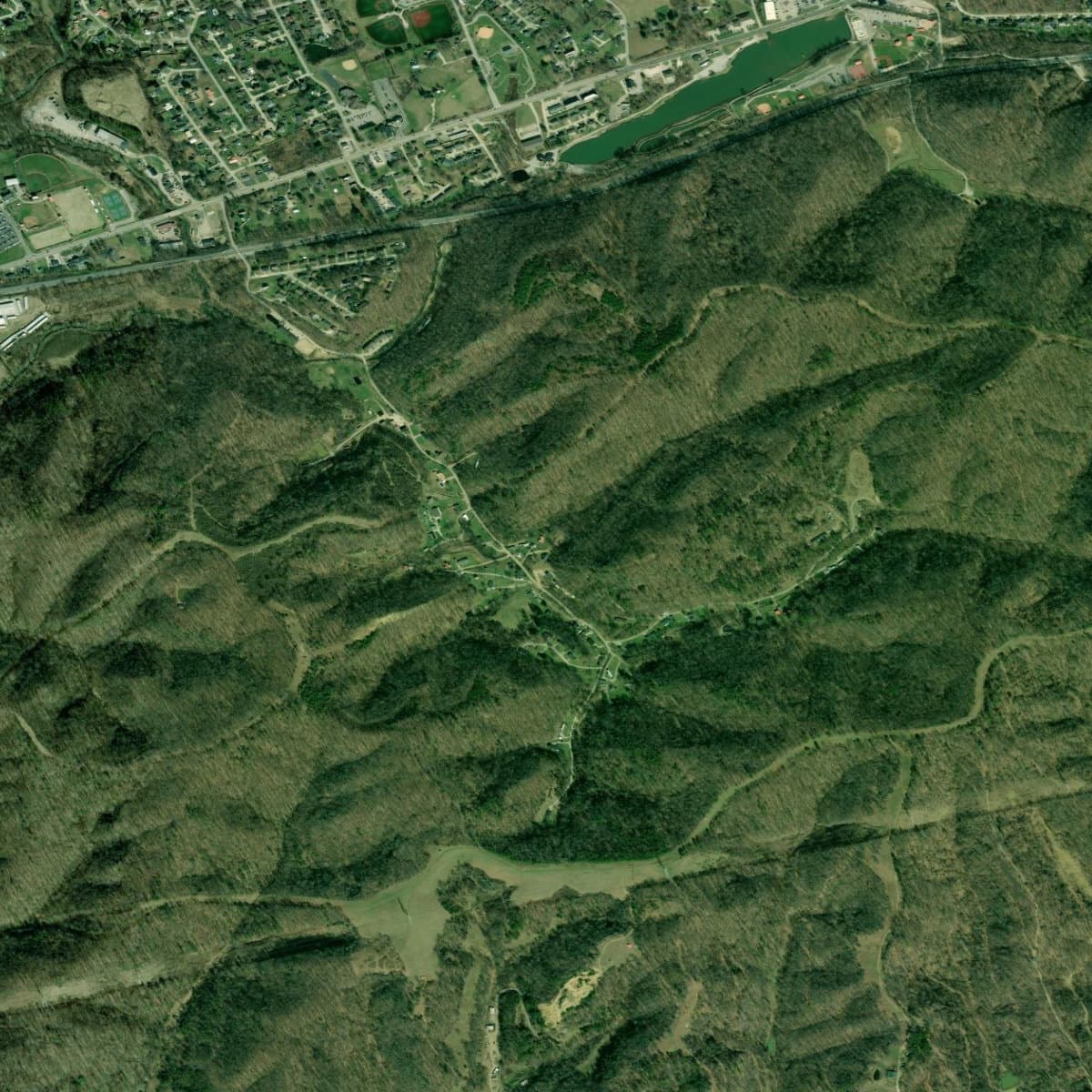 Satellite view of Tacketts Branch Road, Hurricane, WV